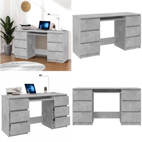 Scrivania Grigio Cemento 140x50x77 cm in Legno Multistrato - Scrivania per ufficio - Scrivania per computer