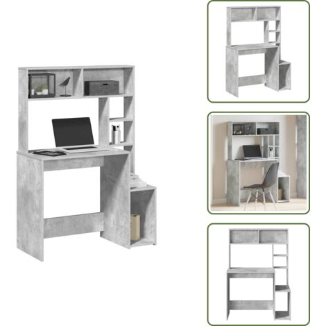 Scrivania grigio cemento - vidaXL Scrivania Mensole Grigio Cemento 100x45x140cm Legno Multistrato - Scrivania per ufficio