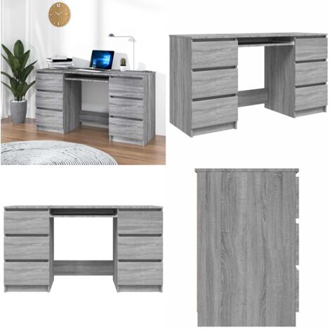 Scrivania Grigio Sonoma 140x50x77 cm in Legno Multistrato - Scrivania con cassetti - Scrivania da ufficio