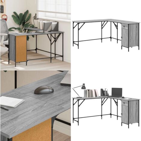 Scrivania Grigio Sonoma 141x141x75 cm in Legno Multistrato - Scrivania da ufficio - Scrivania a L