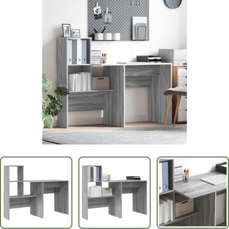 Scrivania grigio sonoma -  Scrivania Grigio Sonoma 131,5 x 50 x 106,5 cm Legno multistrato