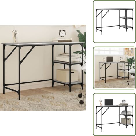 Scrivania grigio - vidaXL Scrivania Grigio Sonoma 120x50x75cm Metallo e Legno Multistrato - Scrivania con ripiano regolabile