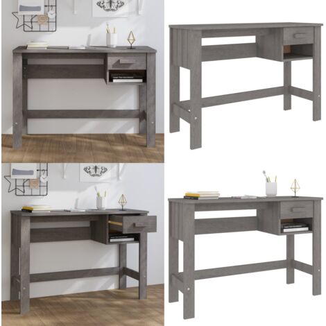 Scrivania HAMAR Grigio Chiaro 110x40x75 cm in Legno di Pino - Scrivania per ufficio - Scrivania in pino