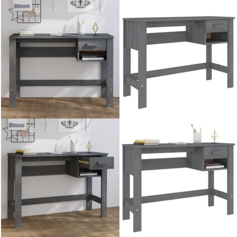 Scrivania HAMAR Grigio Scuro 110x40x75 cm in Legno di Pino - Scrivania per ufficio - Scrivania in pino