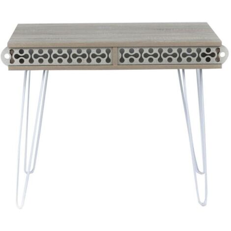 Scrivania Ilia 96x51x75 cm piedi in metallo bianco e piano rovere