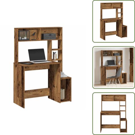 Scrivania in legno antico - vidaXL Scrivania Mensole Legno Vecchio 100x45x140 cm Legno Multistrato - Scrivania per computer