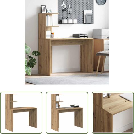 Scrivania in legno artigianale -  Scrivania con lo scaffale Rovere artigianale 102 x 50 x 124 cm