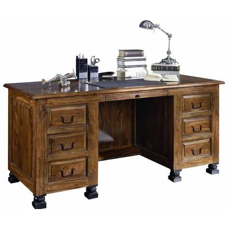 scrivania in legno di Sheesham / palissandro 150x70x75 marrone laccato NEW BOSTON 206