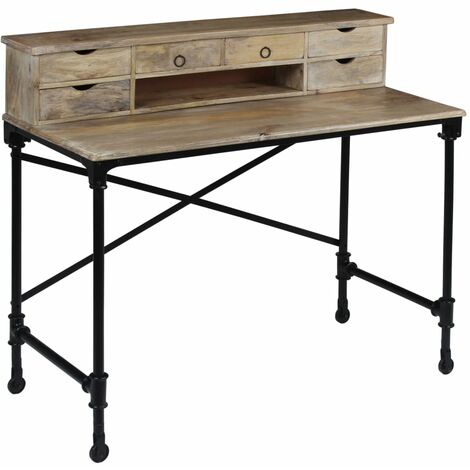 Scrivania in Legno Massello di Mango e Acciaio 110x50x96 cm vidaXL