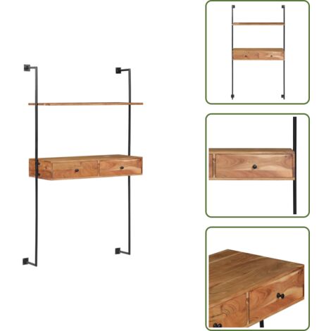 Scrivania in legno massello - vidaXL Scrivania a Parete 90x40x170 cm in Legno Massello di Acacia - Scrivania con cassetti