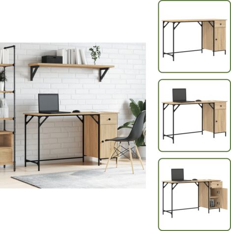Scrivania in legno multistrato - vidaXL Scrivania Computer Rovere Sonoma 131x48x75 cm Legno Multistrato - Scrivania in metallo