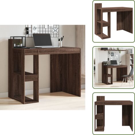 Scrivania in legno multistrato - vidaXL Scrivania Rovere Marrone 103,5x56,5x94 cm in Legno Multistrato - Scrivania salvaspazio
