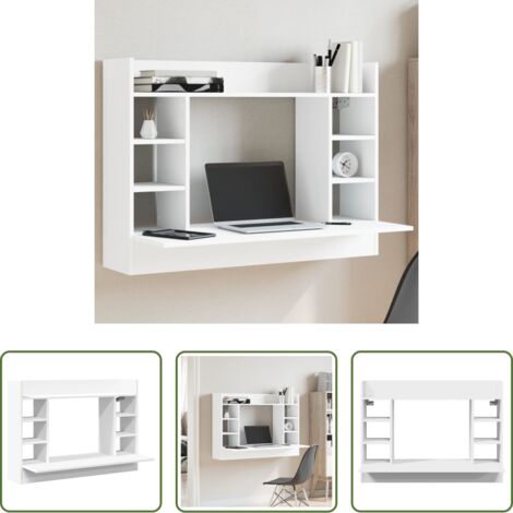 Scrivania in legno -  Scrivania a Parete Bianca 105x48x75 cm in Legno Multistrato