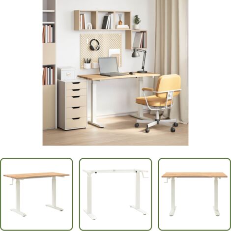 Scrivania in legno -  Scrivania con archiviazione Bianco e Naturale 120 x 60 cm