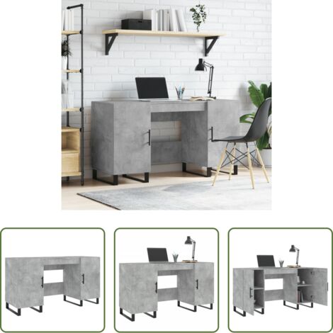 Scrivania in legno -  Scrivania Grigio Cemento 140x50x75 cm in Legno Multistrato