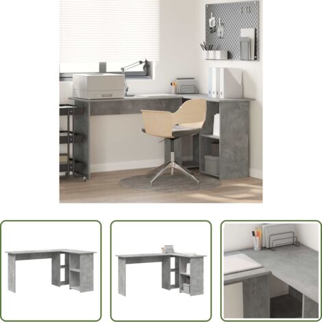 Scrivania in legno -  Scrivania Grigio cemento 142 x 102 x 73 cm Legno multistrato