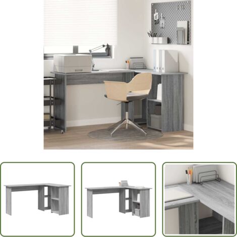 Scrivania in legno -  Scrivania Grigio Sonoma 142 x 102 x 73 cm Legno multistrato
