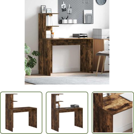 Scrivania in legno -  Scrivania Rovere fumé 102 x 50 x 124 cm Legno multistrato