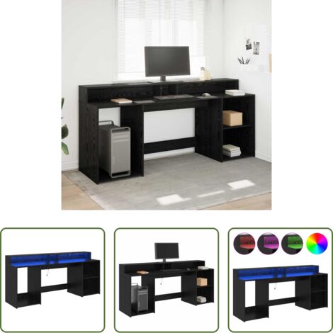Scrivania in legno -  Scrivania Rovere nero 200 x 55 x 91 cm Legno multistrato