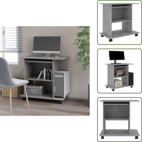 Scrivania in legno - vidaXL Scrivania Computer Grigio Cemento 80x50x75 cm Legno Multistrato - Scrivania moderna