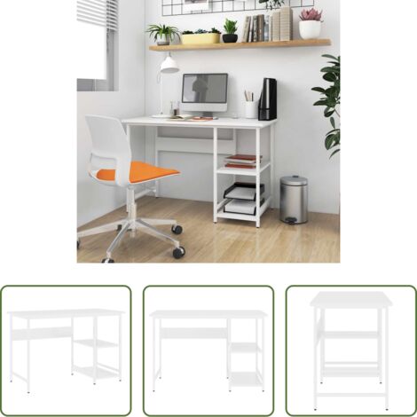 Scrivania in MDF -  Scrivania per Computer Bianca 105x50x72 cm in MDF e Metallo