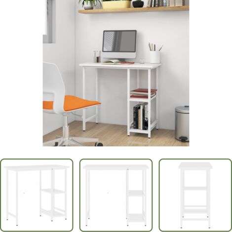 Scrivania in MDF -  Scrivania per Computer Bianca 80x40x72 cm in MDF e Metallo