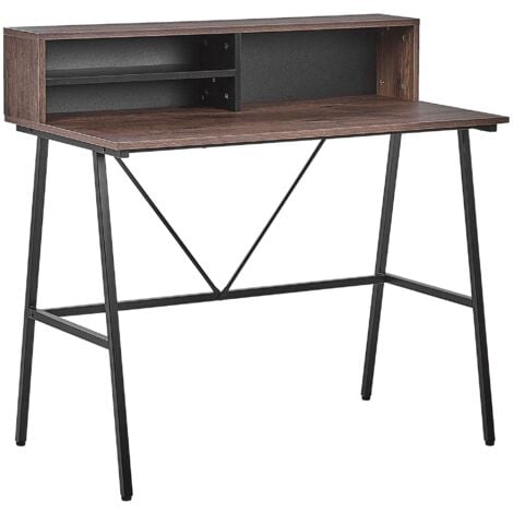 Scrivania in Truciolare Marrone Scuro e Metallo con Ripiano 100 x 50 cm Harison