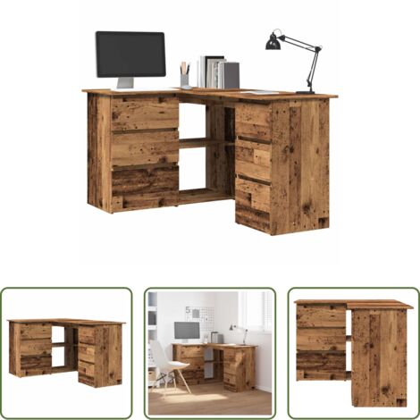 Scrivania in truciolato -  Scrivania ad Angolo Legno Vecchio 145x100x76 cm Truciolato