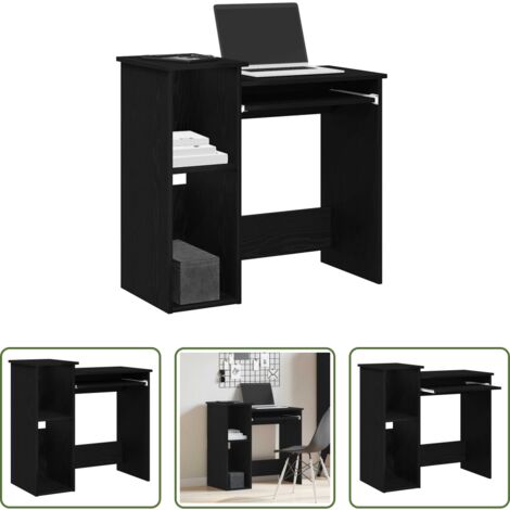Scrivania in truciolato -  Scrivania con Mensole Nera 84x40x78 cm in Legno Multistrato