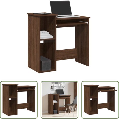 Scrivania in truciolato -  Scrivania Mensole Rovere Marrone 84x40x78 cm Legno Multistrato