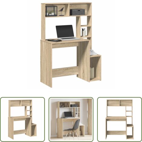 Scrivania in truciolato -  Scrivania Mensole Rovere Sonoma 100x45x140 cm Legno Multistrato