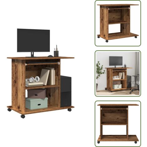 Scrivania in truciolato - vidaXL Scrivania da Computer Legno Antico 80x50x75cm Legno Multistrato - Scrivania moderna
