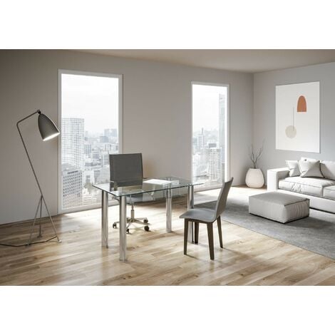 Scrivania in vetro con gambe in acciaio - PRINT