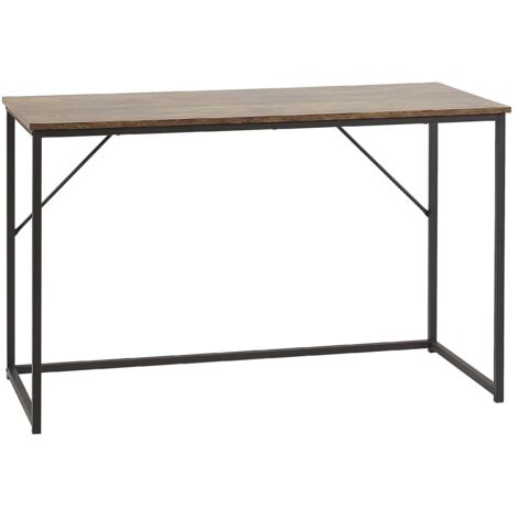Scrivania industriale legno scuro struttura in metallo nero 120 x 55 cm Pembro