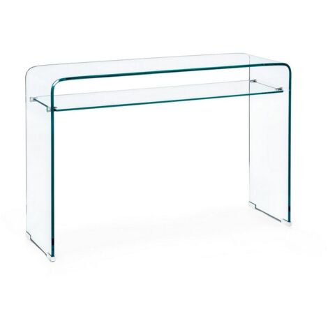 Scrivania "Iride" 2 posti con struttura in vetro trasparente 110 X 35 cm per ufficio e cameretta