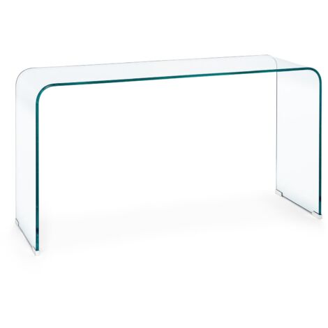 Scrivania "Iride" porta PC con struttura in vetro trasparente 125 X 40 cm per ufficio e cameretta