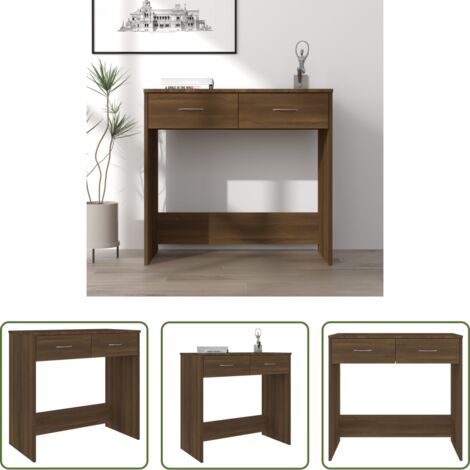 Scrivania marrone -  Scrivania Rovere Marrone 80x40x75 cm in Legno Multistrato