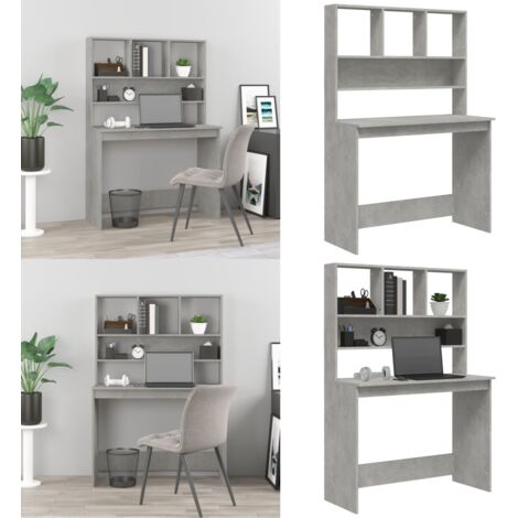 Scrivania Mensole Grigio Cemento 102x45x148cm Legno Multistrato - Scrivania in legno multistrato - Scrivania da ufficio