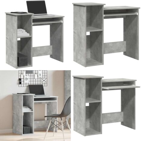 Scrivania Mensole Grigio Cemento 84x40x78 cm Legno Multistrato - Scrivania da studio - Scrivania in truciolato