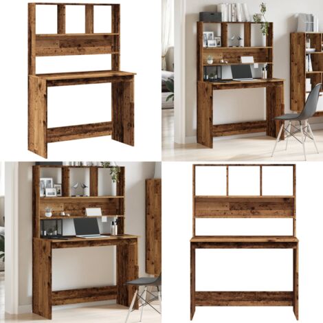 Scrivania Mensole Legno Antico 102x45x148 cm Legno Multistrato - Scrivania in legno - Mensole per ufficio