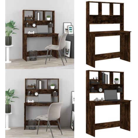 Scrivania Mensole Rovere Fumo 102x45x148 cm Legno Multistrato - Scrivania da ufficio - Mensole