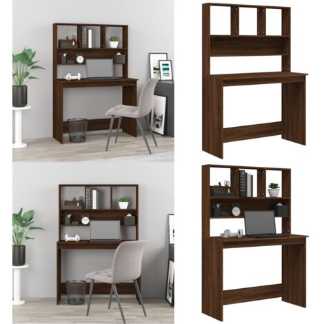 Scrivania Mensole Rovere Marrone 102x45x148cm Legno Multistrato - Scrivania da ufficio - Mensole