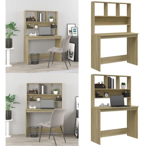 Scrivania Mensole Rovere Sonoma 102x45x148 cm Legno Multistrato - Scrivania in legno - Scrivania da ufficio