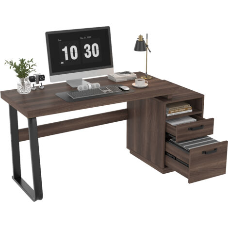 Scrivania moderna 135x54 cm MDF acciaio, multifunzione, resistente, cassetto silenzioso