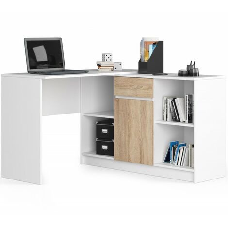 Scrivania Moderna, Scrivania Angolare, Scrivania Salvaspazio, Scrivania Ufficio, Scrivania con Cassettiera, Organizer Scrivania, Scrivania Computer con Ripiani.