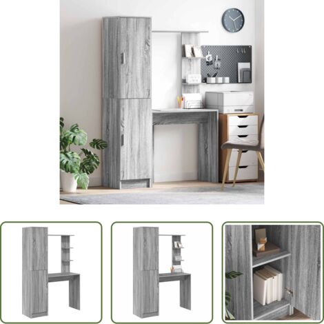 Scrivania moderna -  Scrivania 2 pcs Grigio Sonoma