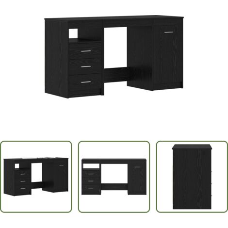 Scrivania moderna -  Scrivania 2 pcs Rovere Nero 140 x 50 x 76 cm Legno multistrato