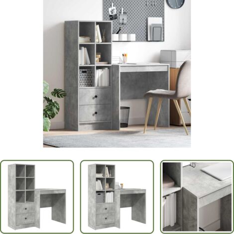 Scrivania moderna -  Scrivania con cassetto 2 pcs Grigio cemento