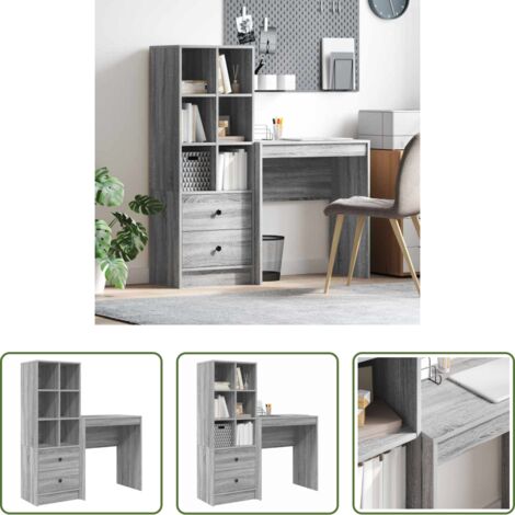 Scrivania moderna -  Scrivania con cassetto 2 pcs Grigio Sonoma