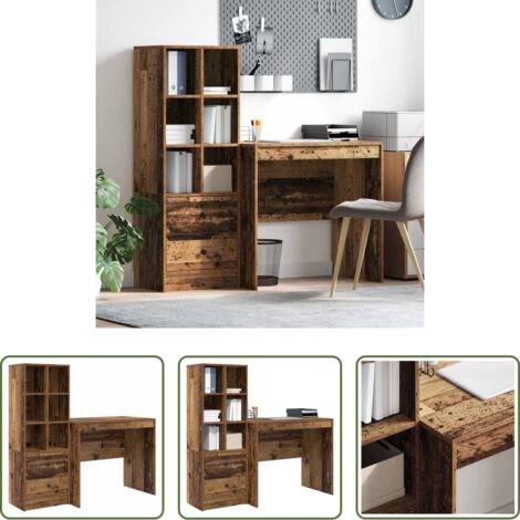 Scrivania moderna -  Scrivania con cassetto 2 pcs Legno vecchio